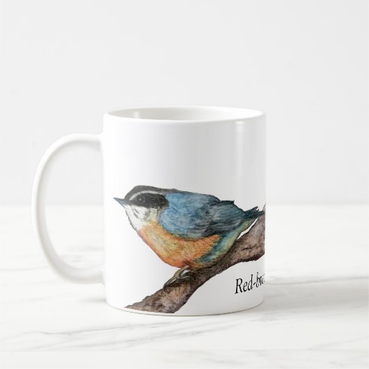 Mug de café blanc nuthatch à poitrine rouge (Gauche)