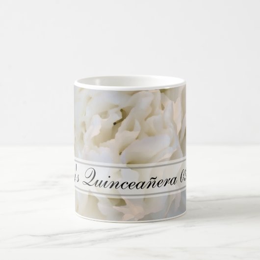 Mug de café blanc Quinceañera Floral (Centre)