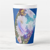 Mug de café bleu avec fleurs de marguerite blanche (Devant)