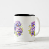 Mug De Café Bleu Et Jaune Fleurs De Pansy (Devant droit)
