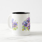 Mug De Café Bleu Et Jaune Fleurs De Pansy (Devant gauche)