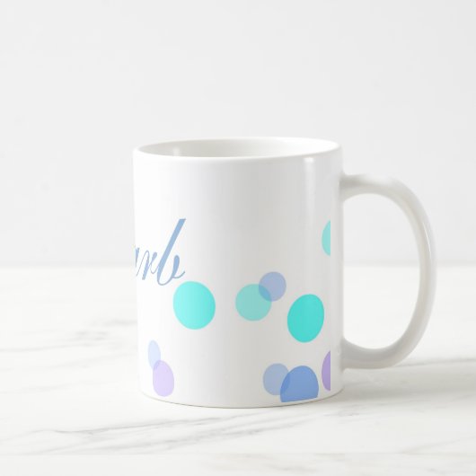 Mug de café bleu et Turquoise avec nom (Droite)