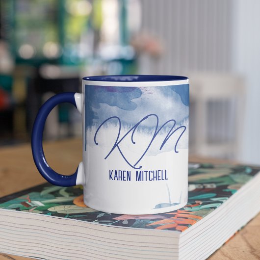 Mug de café bleu monochrome bleu
