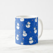 Mug de café bleu Noël avec des neigeurs (Devant droit)