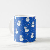 Mug de café bleu Noël avec des neigeurs (Devant gauche)