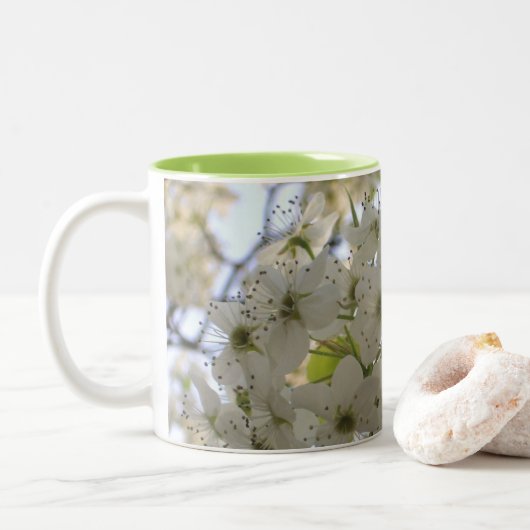 Mug de café - Bradford Pear en floraison (Avec donut)