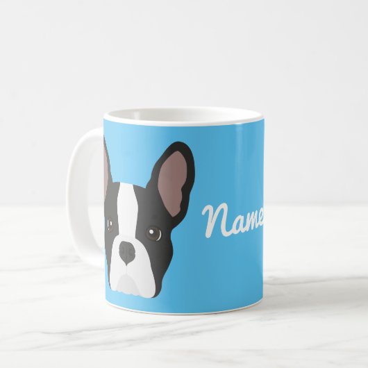 Mug de café Bulldog en français noir et blanc (Devant gauche)