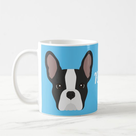Mug de café Bulldog en français noir et blanc (Gauche)
