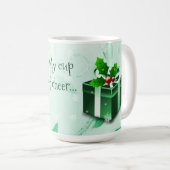 Mug de café cadeau de Noël vert (Devant droit)
