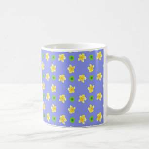 Mug de café chic : Primroses, Polkas sur bleu