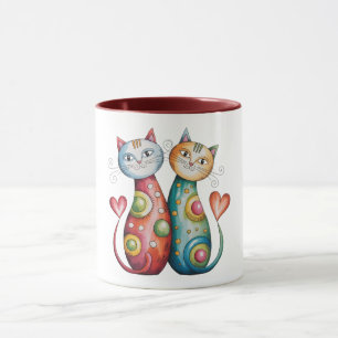 Mug de café coloré avec un couple de chatons aiman