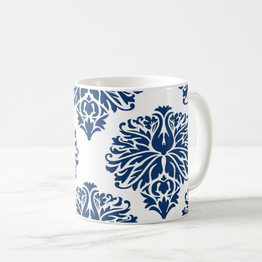 Mug de café Damask Elegant Navy (Devant droit)