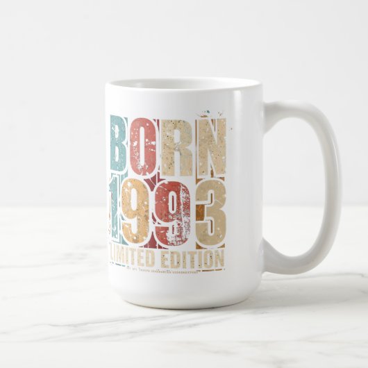 Mug de café d'anniversaire vintage 1993 - Vieilli (Droite)