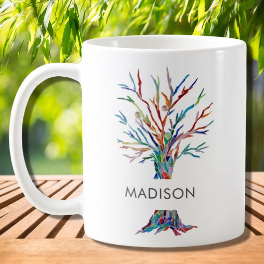 Mug de café d'arbre multicolore personnalisé