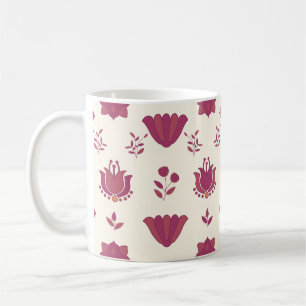 Mug de café d'art populaire rose floral