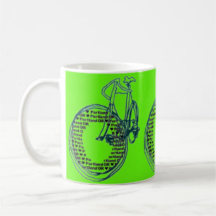 Mug de café de bicyclette de Portland Love Heart
