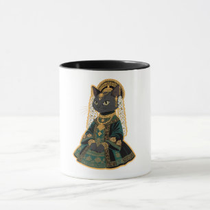 Mug de café de la déesse de mariage au chat gris