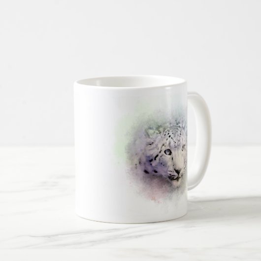 Mug de café de la faune léopard des neiges (Devant droit)