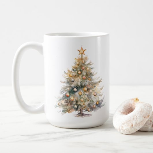 Mug de café de Noël aquarelle (Avec donut)
