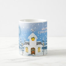 Mug De Café De Noël Avec Petite Église Blanche De
