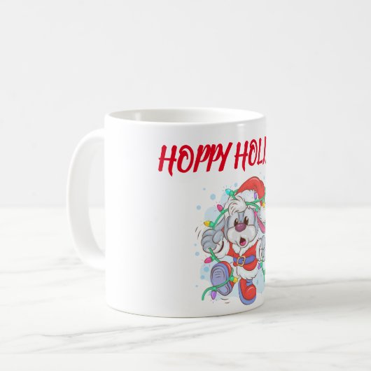 Mug de café de Noël de lapin de vacances (Devant gauche)