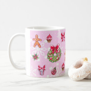 Mug de café de Noël rose