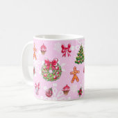 Mug de café de Noël rose (Devant gauche)