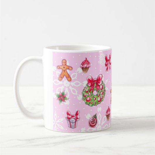 Mug de café de Noël rose (Gauche)