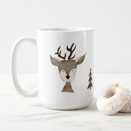 Mug de café de rennes | Fêtes | 444 ml | Céramique (Avec donut)