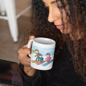 Mug de café de ski en famille