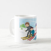 Mug de café de ski en famille (Devant gauche)