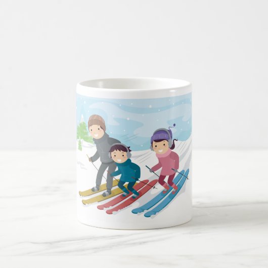 Mug de café de ski en famille (Centre)