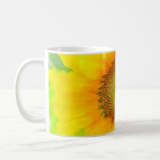 Mug de café de tournesol jaune clair et gai (Gauche)
