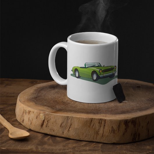 Mug de café de voiture verte convertible rétro