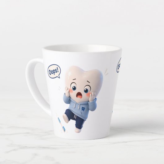 Mug de café dentaire Cute Tooth Oops Moment (Angle gauche)