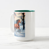 Mug de café d'hiver | Tasse avec un cheval dans la (Devant gauche)