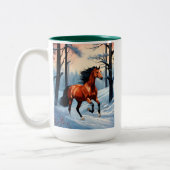 Mug de café d'hiver | Tasse avec un cheval dans la (Gauche)