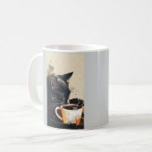 Mug de café en chat noir - cadeau unique pour amou (Devant gauche)