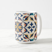 Mug de café en mosaïque florale bohémienne (Devant droit)