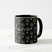 Mug de café en pierre glacée d'or noir avec nom pe (Devant droit)