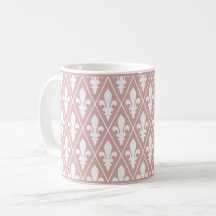Mug de café en treillis rose Fleur de Lys