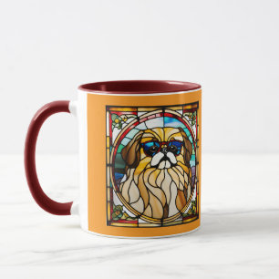 Mug de café en verre coloré avec un adorable Pékin