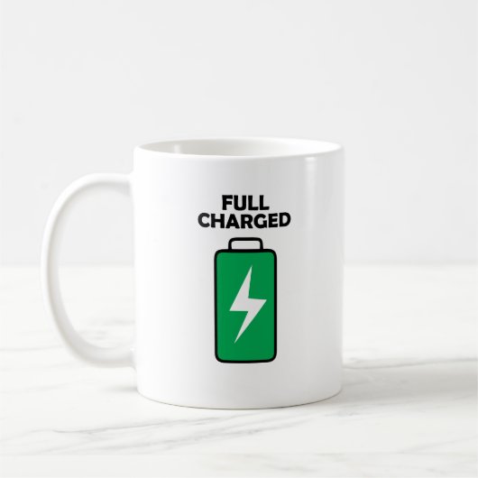 Mug de café entièrement chargé - Un cadeau amusant (Gauche)