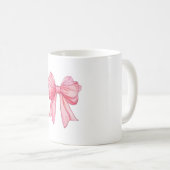 Mug de café esthétique avec un ruban rose chic (Devant droit)