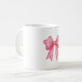 Mug de café esthétique avec un ruban rose chic (Devant gauche)