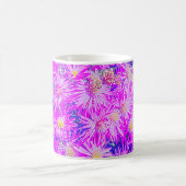 Mug De Café, Fleurs Fuchsia Sur Bleu (Centre)