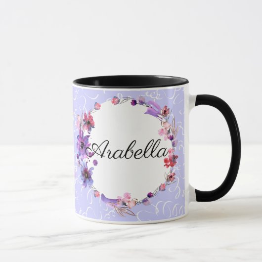 Mug de café : Fleurs violettes Sublimation envelop (Droite)