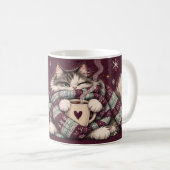 Mug de café flocon de neige bordeaux pour chat d'h (Devant droit)
