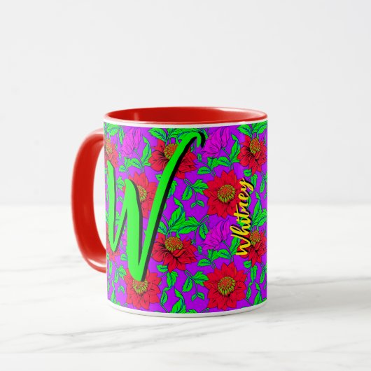 Mug de café floral avec belle conception de fleurs (Devant gauche)