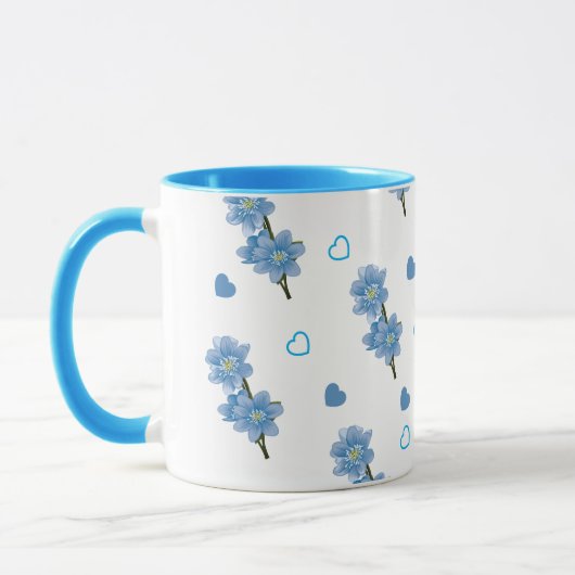 Mug de café Floral blanc et bleu (Gauche)